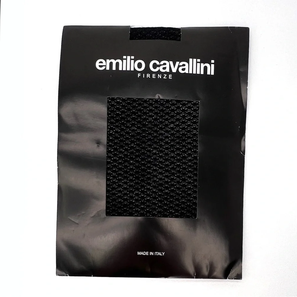 Emilio Cavallini Black Tights Size L/XL Textured Patterned Den 30/80 New NWT
